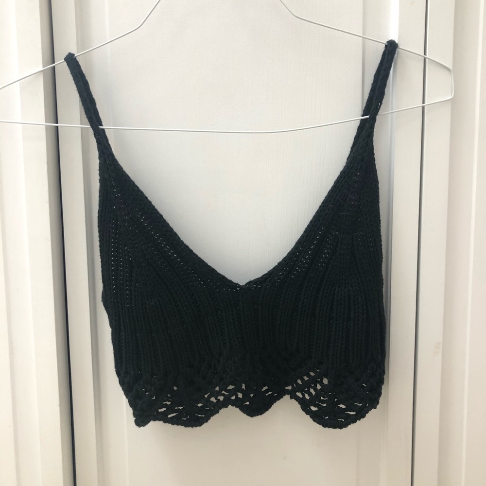 Black Brandy Melville Knit Tank Crop Top